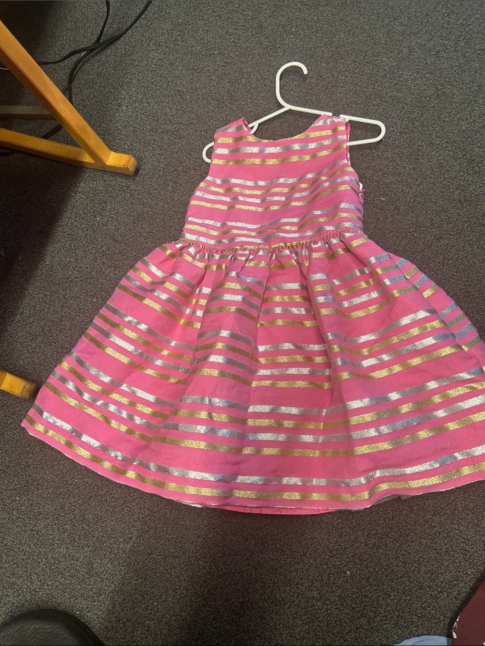 Gymboree Pink Dress with Gold and Silver Stripes
